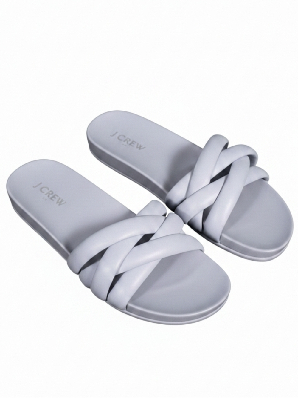 J.CREW | PACIFIC CUSHY CROSS STRAP SLIDE SANDALS in SHALE BLUE \ WOMENS SIZE 7
